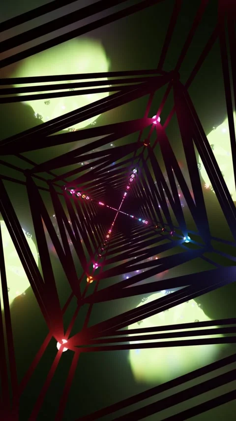 Tunnel video loop with lights moving through a colorful space in a seamless.. Stock Footage 322769385