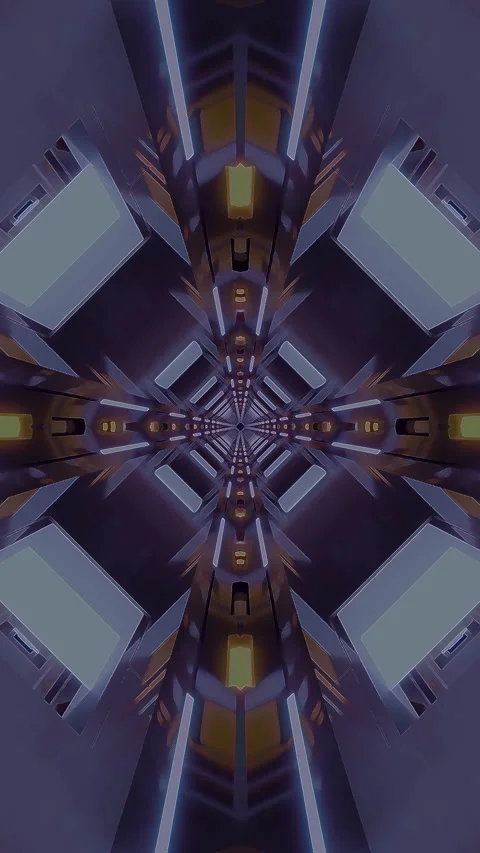 Tunnel video loop screensaver features vibrant lights and geometric pattern.. Stock Footage 320353854
