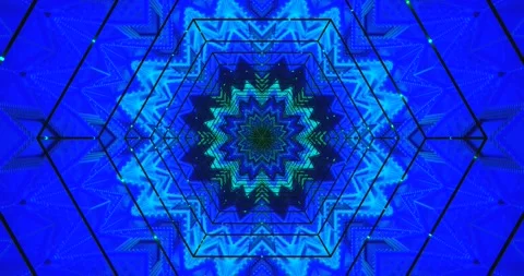 Tunnel video loop with vibrant blue and green patterns creating a Stock Footage 317961676