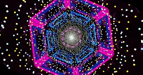 Tunnel video loop with vibrant colors and patterns creating a cap Stock Footage 316527830