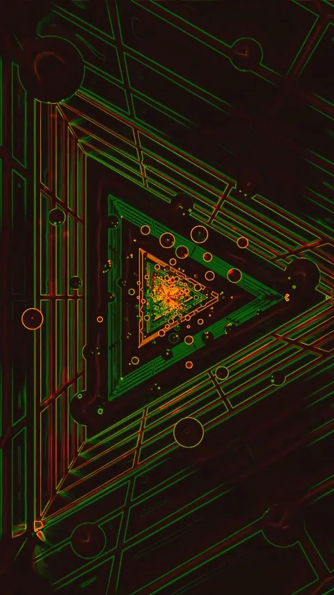 Tunnel video loop with vibrant geometric patterns and dynamic movements for.. Stock Footage 321571075