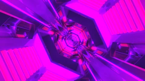Tunnel video loop with vibrant purple neon lights creating an endless journ.. Stock Footage 320050444