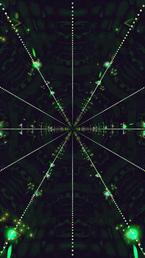 Tunnel video vj loop creates a seamless visual experience with vibrant gree.. Stock Footage 321267672