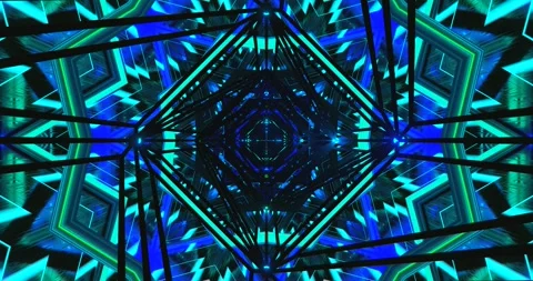 Tunnel video vj loop displays colorful lights and shapes in a seamless, imm.. Stock Footage 318611202