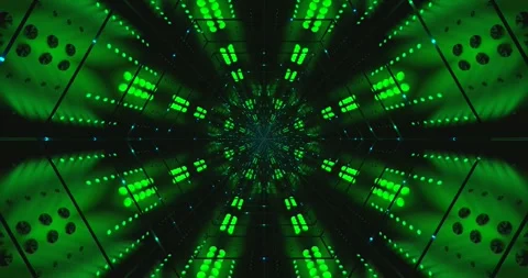 Tunnel video vj loop screensaver featuring vibrant green lights and seamles.. Stock Footage 318788463