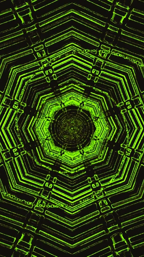 Tunnel video vj loop screensaver featuring seamless green geometric pattern.. Stock Footage 321571100