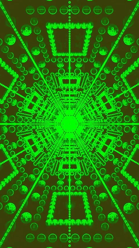 Tunnel video vj loop screensaver creates an immersive green light experienc.. Stock Footage 321571563
