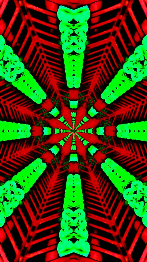 Tunnel video vj loop screensaver creates vibrant green and red patterns wit.. Video stock 321571777