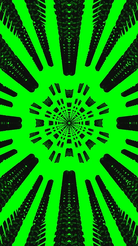 Tunnel video vj loop screensaver creating a vibrant green circular pattern .. Stock Footage 321572453