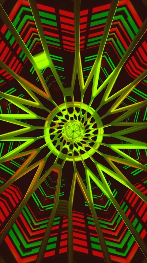 Tunnel video vj loop screensaver creates vibrant patterns of light and colo.. Video stock 321573556