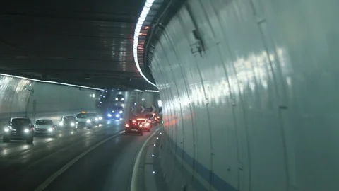 Tunnel vision , driver perspective inside tunnel 動画素材 117860090