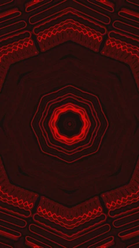 Tunnel VJ loop screensaver shows dynamic patterns in vibrant red tones crea.. Stock Footage 321263567