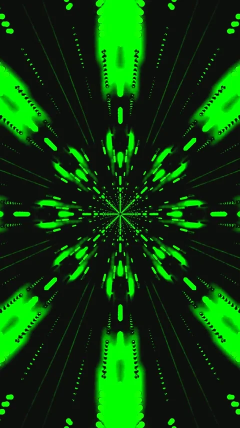 Tunnel VJ loop screensaver with vibrant green light effects creating a seam.. Stock Footage 321263747
