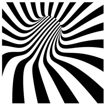 Tunnel vortex in concentric black and white stripes Stock Illustration