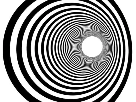 Tunnel vortex in concentric black and white stripes Stock Illustration