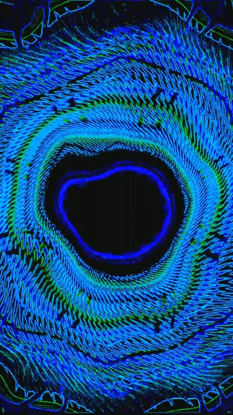 Tunnel vortex looping screensaver with vibrant blue patterns and dark cente.. Stock Footage 321566892