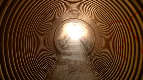 Tunnel Walkthrough to White Light Stock Footage 41607655