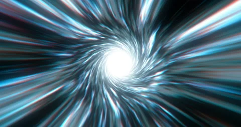 A tunnel with a white light at the end of the tunnel. Hyperspace jump through 스톡 동영상 149132272