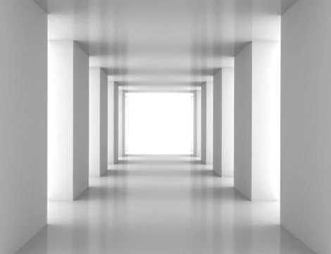 Tunnel with white wall Stock Illustration