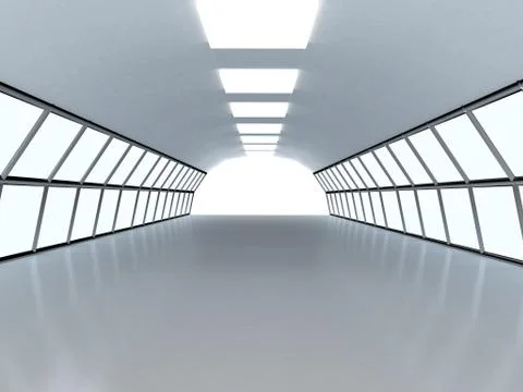 Tunnel with white wall Ilustración de archivo