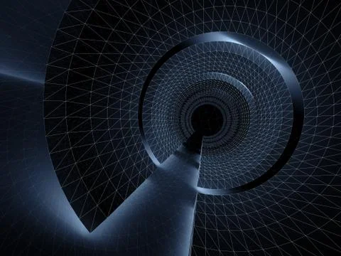 Tunnel with wire-frame structure lines 3 d Stock Illustration