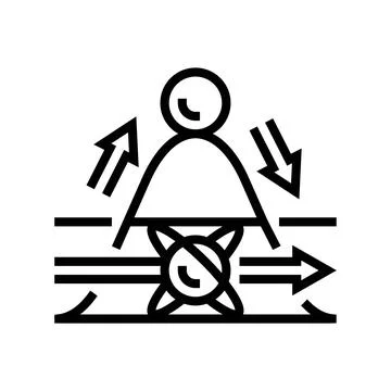 Tunneling quantum computer line icon vector illustration Stock-Illustration