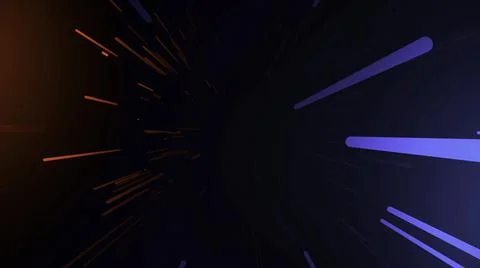 Tunneling trajectory. Abstract multicolored hyperspace tunnel on black Stock Illustration