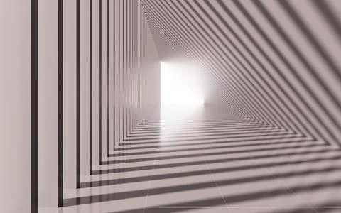 Tunnels formed by triangular buildings, 3d rendering. Illustrazione stock