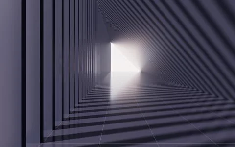 Tunnels formed by triangular buildings, 3d rendering. Ilustração Stock