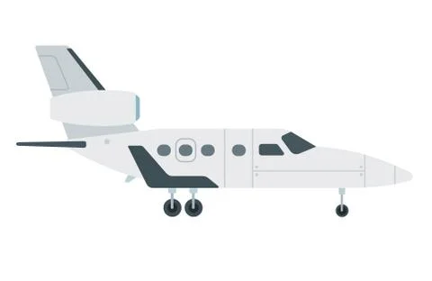Turbine aircraft with the tail vector flat material design isolated object on Stock Illustration
