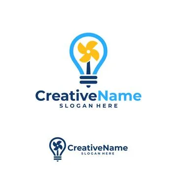 Turbine with bulb logo vector template, Creative wind power logo design con.. Stock Illustration