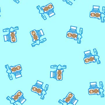 Turbine construction wind vector seamless pattern Stock Illustration