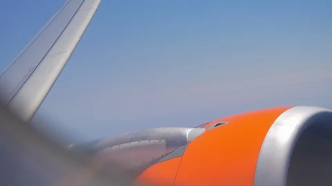 Turbine Engine and airplane wind during a flight. Passenger POV from a window Stock Footage 119865009