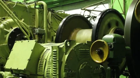 Turbine engine is rotating on power plant  and Heavy industry Stock Footage