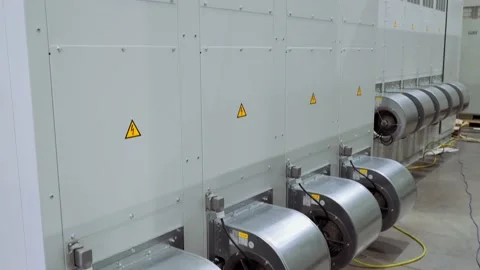 Turbine engines mounted on the rear wall of the transformer control cabinet Stock Footage 152128533