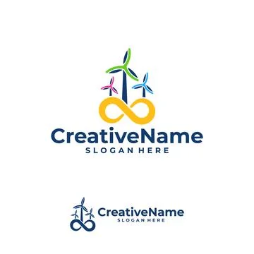 Turbine infinity logo vector template, Creative wind power logo design concep Stock Illustration