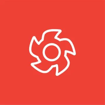 Turbine Line Icon On Red Background. Red Flat Style Vector Illustration Stock Illustration