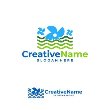 Turbine logo vector template, Creative wind power logo design concepts Stock Illustration