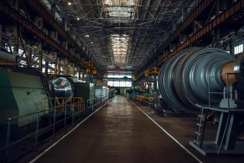 Turbine manufacturing factory interior, nobody Stock Photos