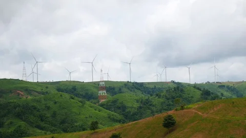 Turbine moving on sky background. Stock Footage 78718371