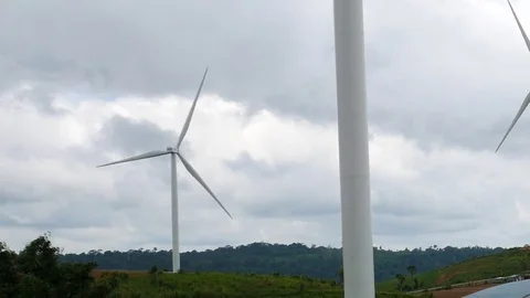 Turbine moving on sky background. Stock Footage 78718398