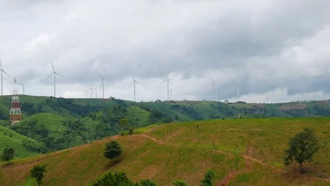 Turbine moving on sky background. Stock Footage 78718413