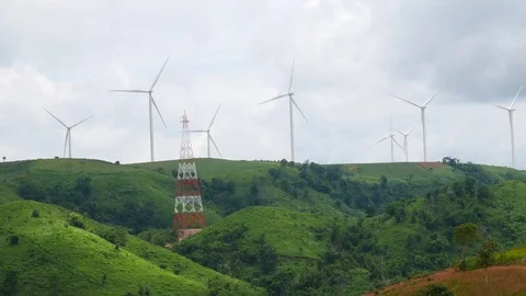 Turbine moving on sky background. Stock Footage 78718416