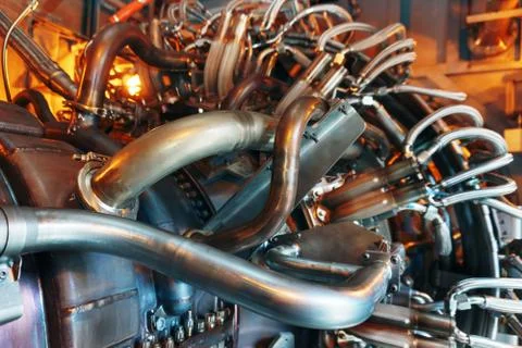 Turbine with structural elements for power generation and aviation. Stock Photos