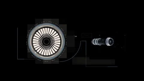Turbine structure on hud interface with infographic elements, abstract Stock Footage 284464697