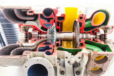 Turbine structure model with cut segments Foto stock