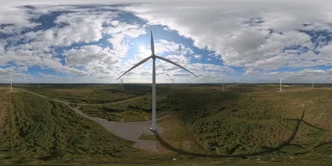 Turbine in Windfarm Stock Footage 345523744