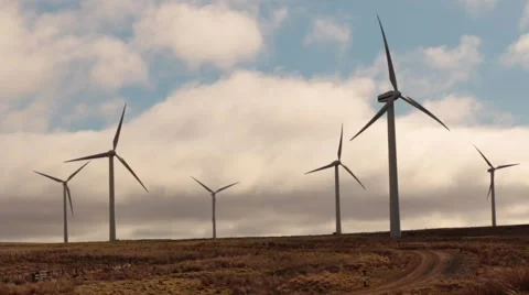Turbines and the sky Stock Footage 49678798