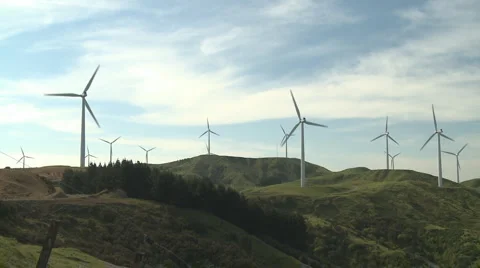 Turbines on hills Stock Footage 953810