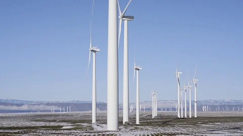 Turbines to Horizon Stock Footage 71109966